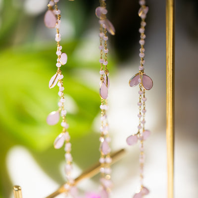 Rose Quartz Gem Drip Necklace