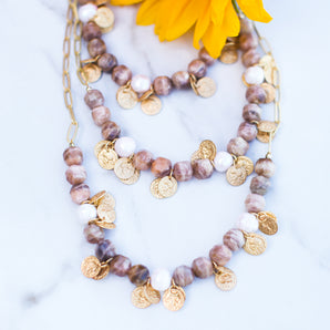 Sunstone Gem Drip Necklace