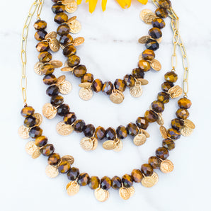 Tiger's Eye Gem Drip Necklace