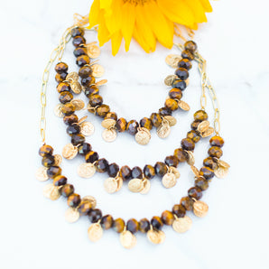 Tiger's Eye Gem Drip Necklace