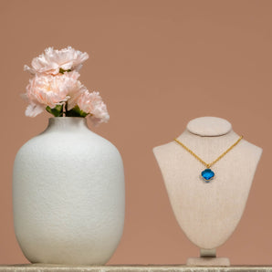 Blue Topaz Pendant Gem Necklace