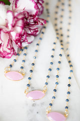 Rose Quartz- Blue Sapphire Pebble Gem