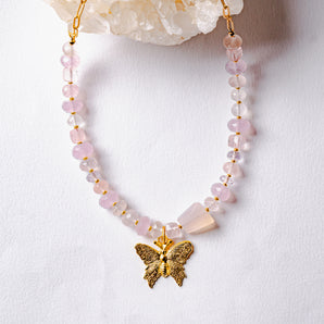 Rose Quartz Butterfly Necklace