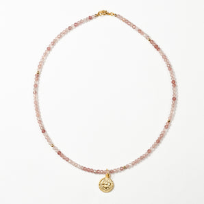 Aria Strawberry Quartz Bee Necklace