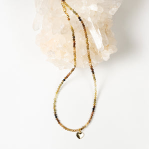 Green Garnet Heart Petite Choker