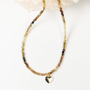 Green Garnet Heart Petite Choker