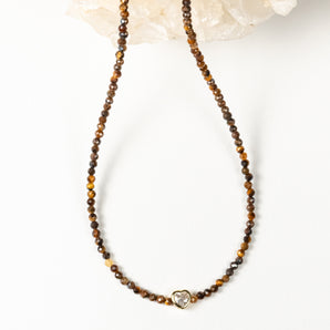 Tiger's Eye Heart Petite Choker