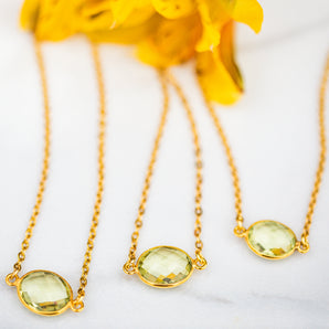 Lemon Topaz Floating Gem Necklace