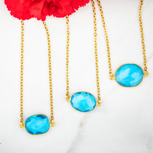 Oval Topaz Floating Gem Necklace