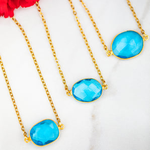 Oval Topaz Floating Gem Necklace