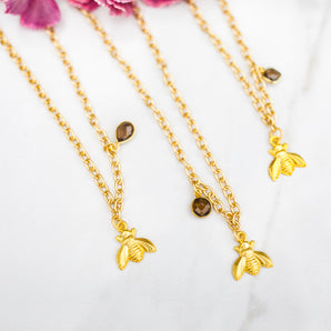 Smoky Quartz Bee Luxe Necklace