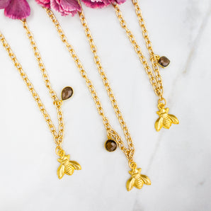 Smoky Quartz Bee Luxe Necklace