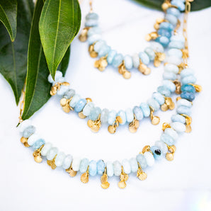 Aquamarine Gem Drip Necklace