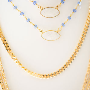 Moonstone and Blue Topaz Pebble Gem Necklace