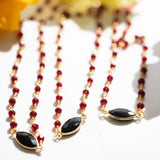 Black Onyx- Garnet Pebble Gem