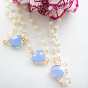 Opalite and Blue Chalcedony Pebble Gem Necklace